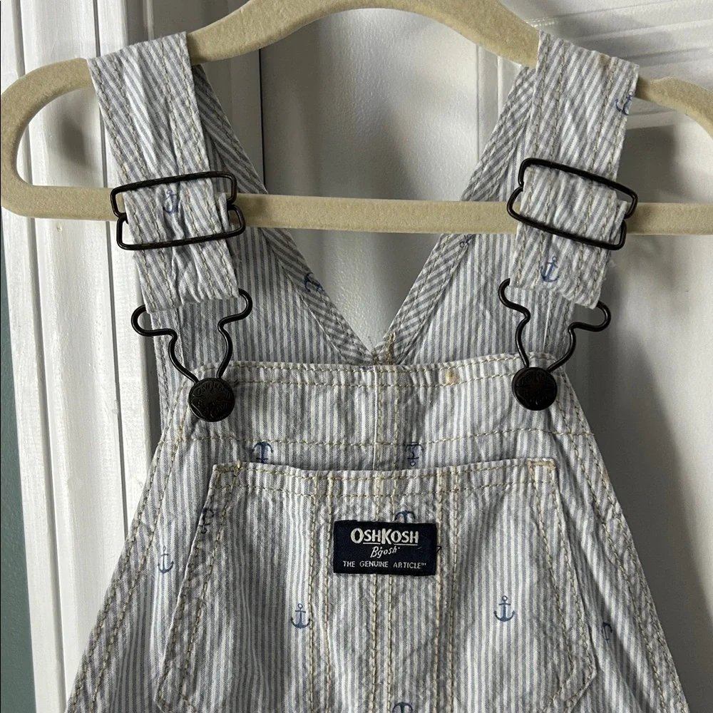 OshKosh B'gosh Striped Anchor Overalls